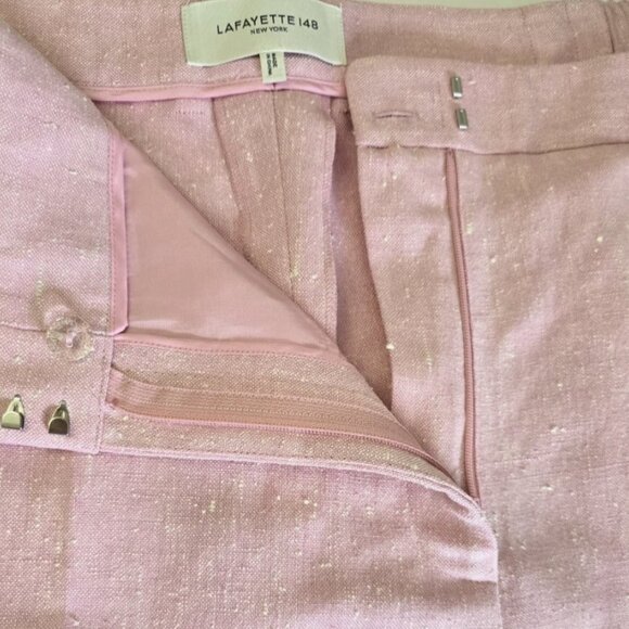 Lafayette 148 NY Pink Linen Silk Double Breasted Suit 24W - Picture 15 of 16